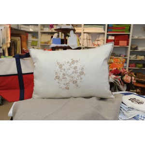 Pillow with Embroidered Flowers